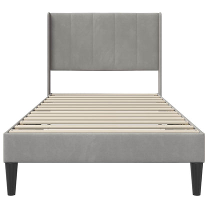 vidaXL Bed Frame with Headboard Light Grey 90 x 190 cm Velvet