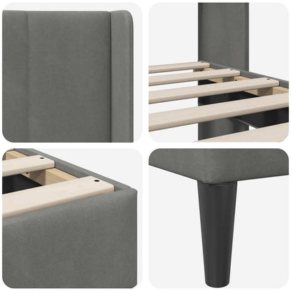 vidaXL Bed Frame with Headboard Dark Grey 90 x 190 cm Velvet