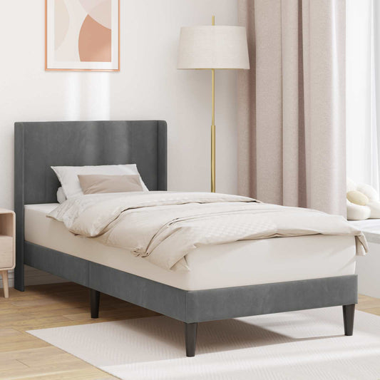vidaXL Bed Frame with Headboard Dark Grey 90 x 190 cm Velvet