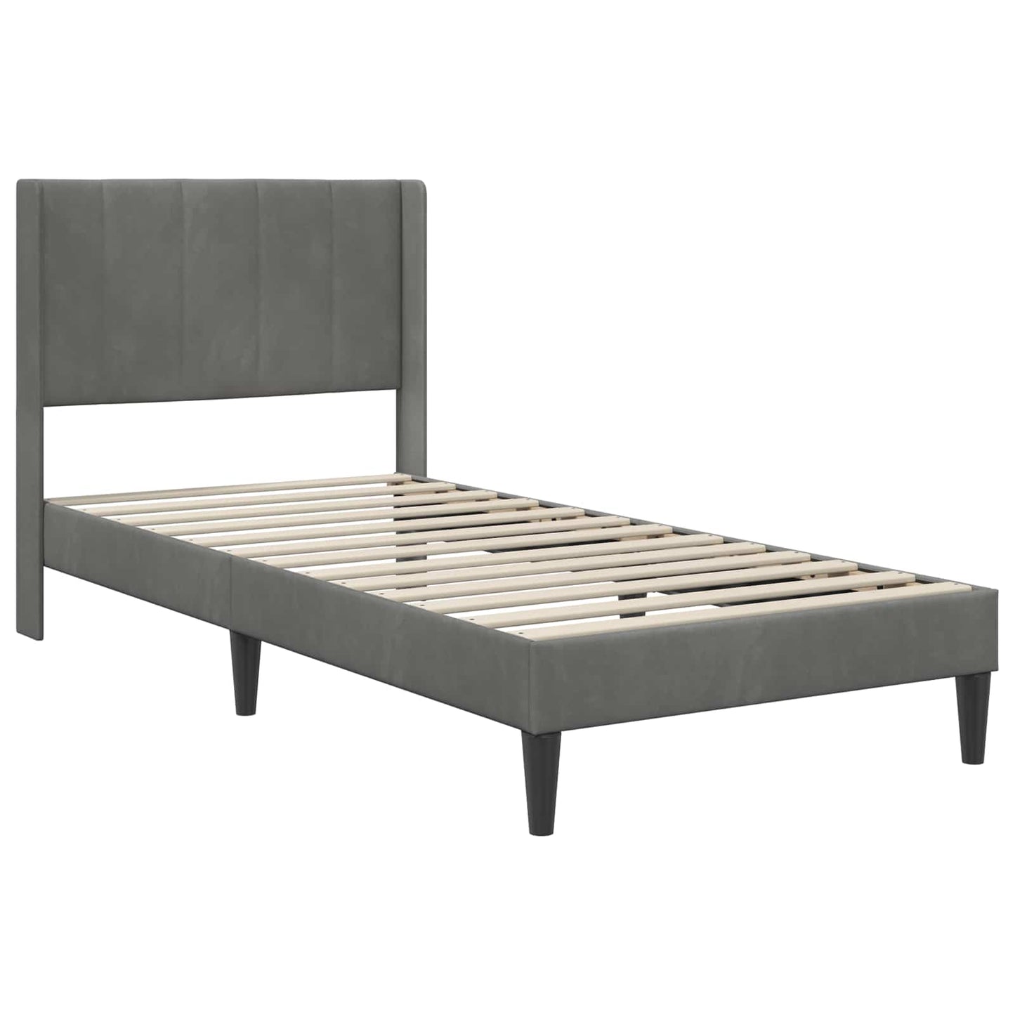 vidaXL Bed Frame with Headboard Dark Grey 90 x 190 cm Velvet