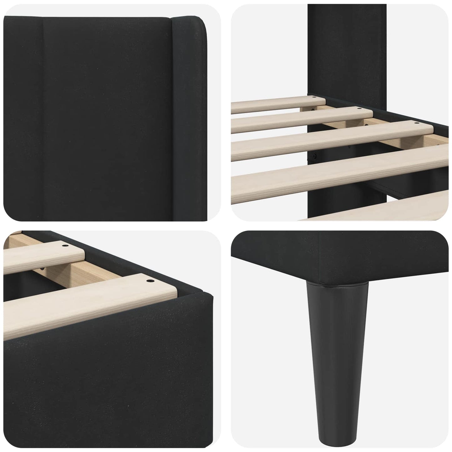 vidaXL Bed Frame with Headboard Black 90 x 190 cm Velvet