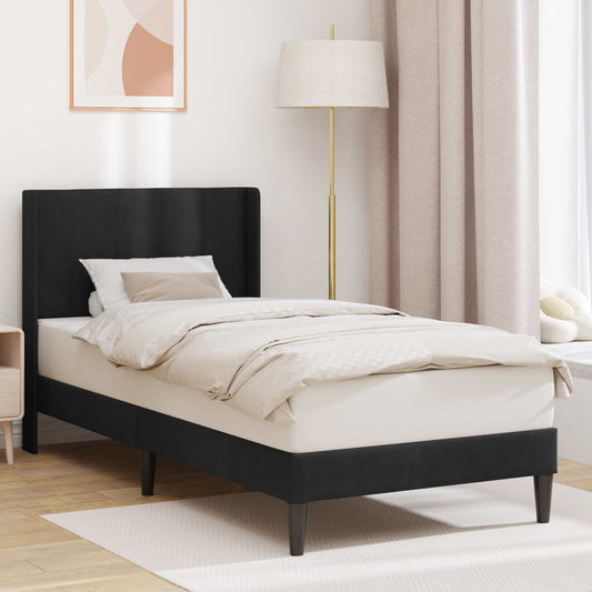 vidaXL Bed Frame with Headboard Black 90 x 190 cm Velvet