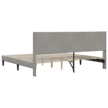 vidaXL Bed Frame with Headboard Light Grey 180 x 200 cm Velvet