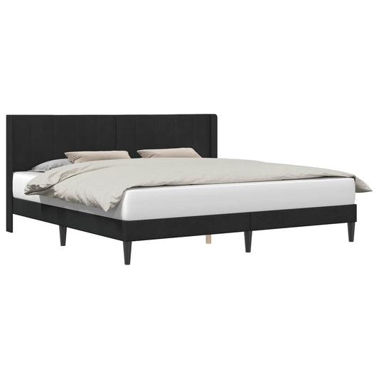 vidaXL Bed Frame with Headboard Black 180 x 200 cm Velvet