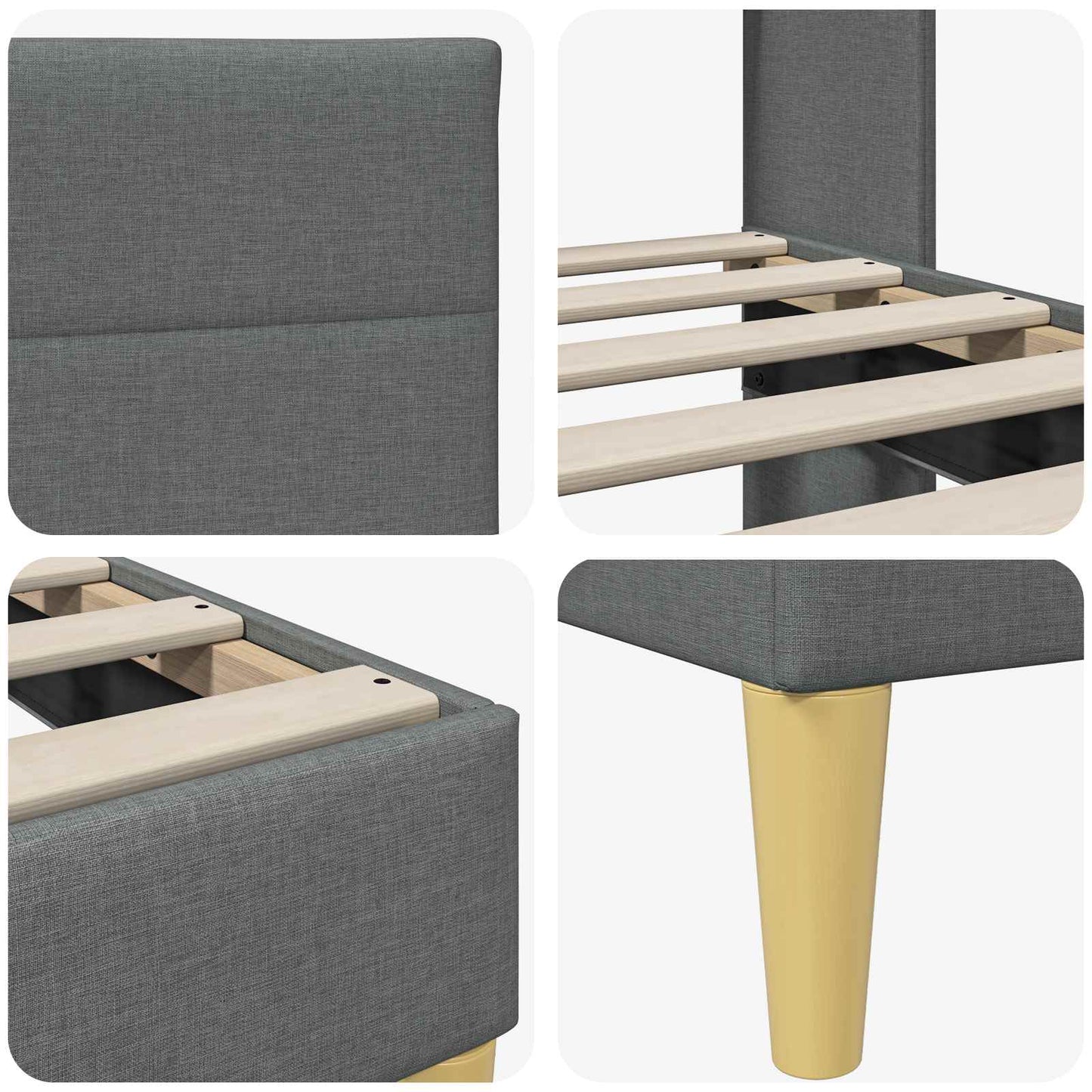 vidaXL Bed Frame with Headboard Dark Grey 90 x 190 cm Fabric