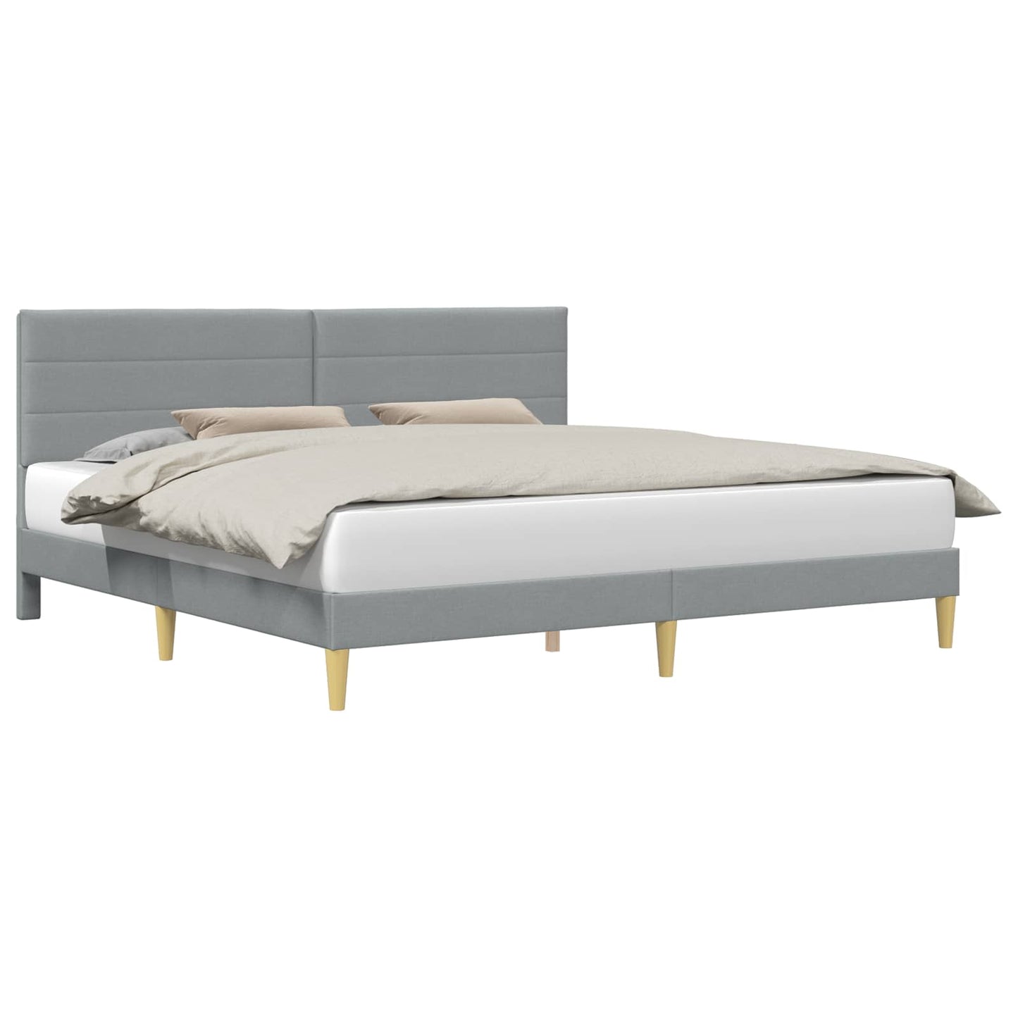 vidaXL Bed Frame with Headboard Light Grey 180 x 200 cm Fabric
