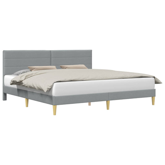 vidaXL Bed Frame with Headboard Light Grey 180 x 200 cm Fabric