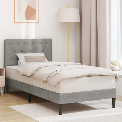 vidaXL Bed Frame with Headboard Light Grey 90 x 190 cm Velvet
