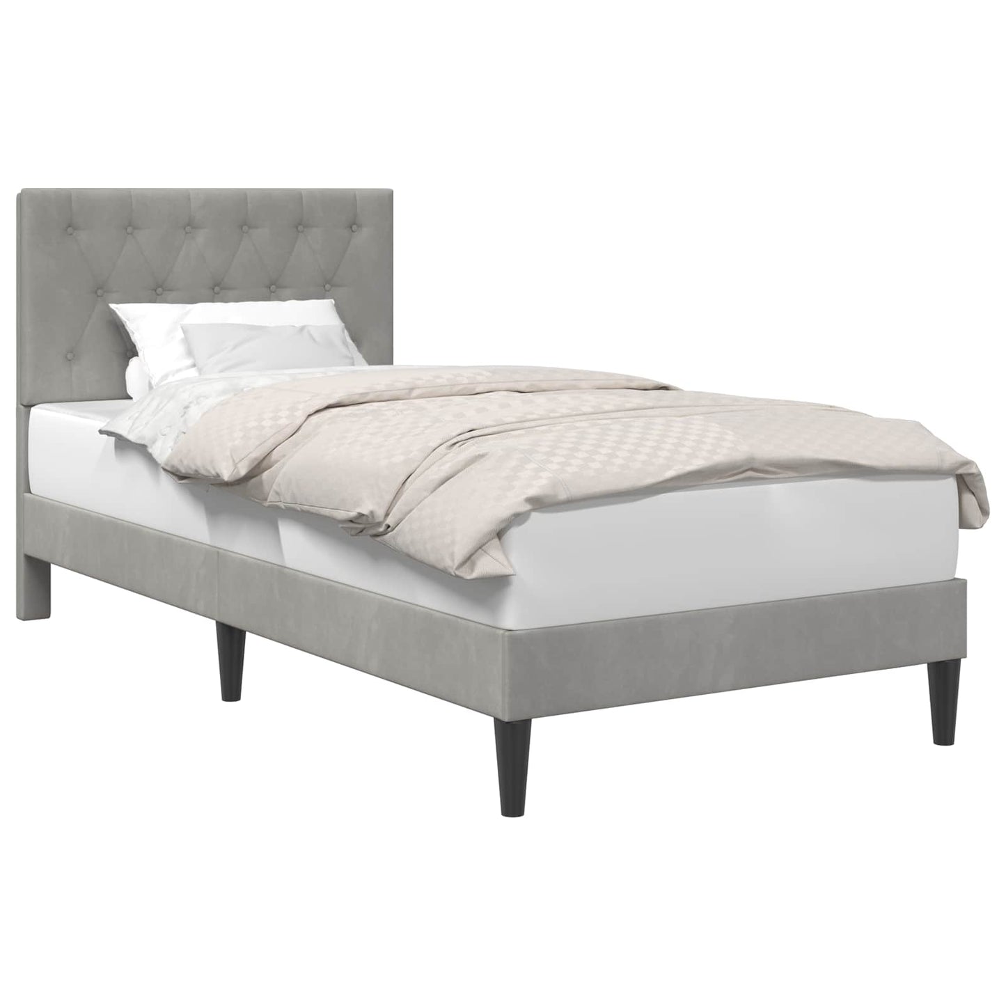 vidaXL Bed Frame with Headboard Light Grey 90 x 190 cm Velvet