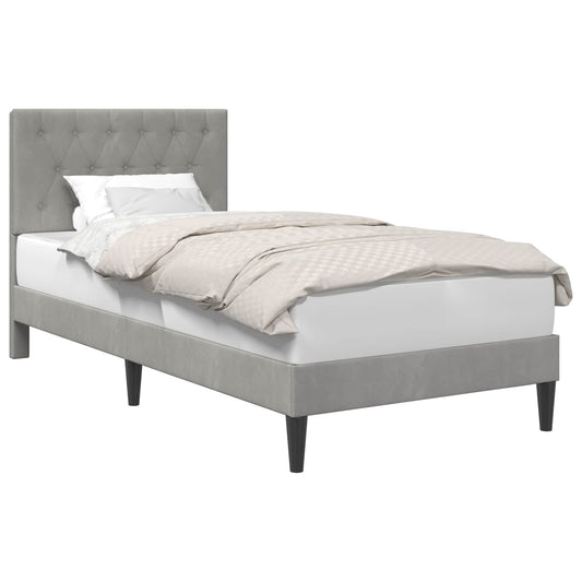 vidaXL Bed Frame with Headboard Light Grey 90 x 190 cm Velvet