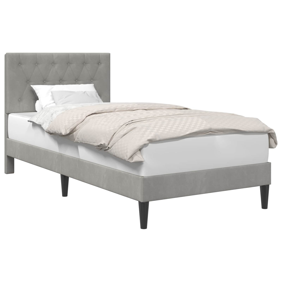 vidaXL Bed Frame with Headboard Light Grey 90 x 190 cm Velvet