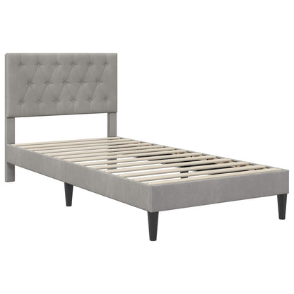 vidaXL Bed Frame with Headboard Light Grey 90 x 190 cm Velvet