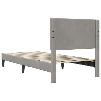 vidaXL Bed Frame with Headboard Light Grey 90 x 190 cm Velvet