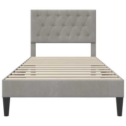 vidaXL Bed Frame with Headboard Light Grey 90 x 190 cm Velvet