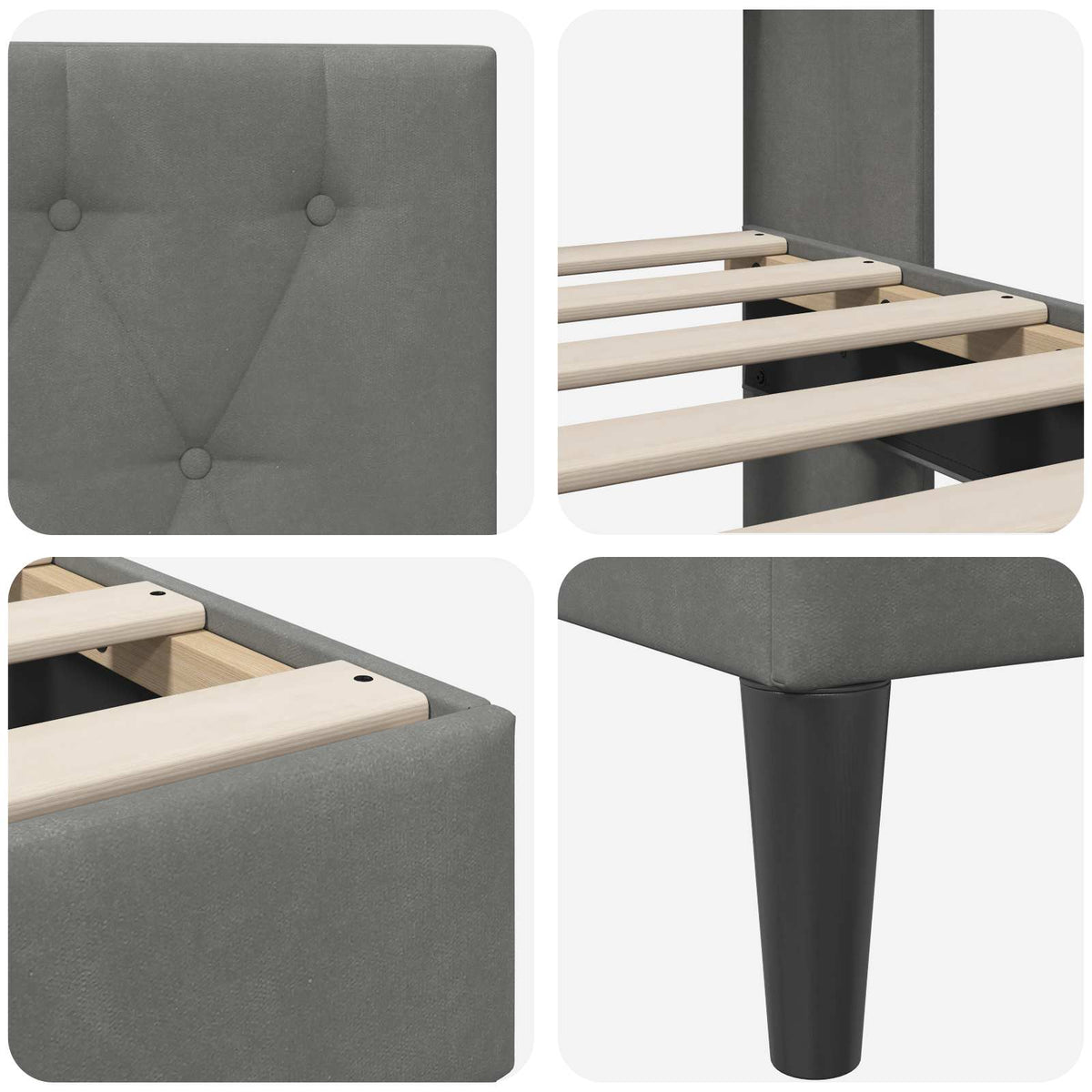 vidaXL Bed Frame with Headboard Dark Grey 90 x 190 cm Velvet
