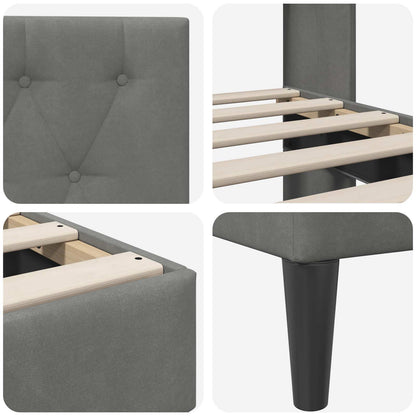 vidaXL Bed Frame with Headboard Dark Grey 90 x 190 cm Velvet