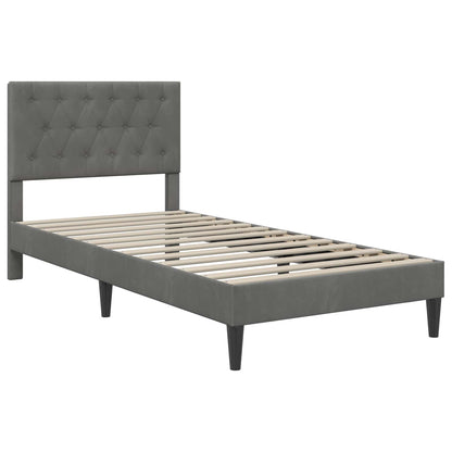 vidaXL Bed Frame with Headboard Dark Grey 90 x 190 cm Velvet