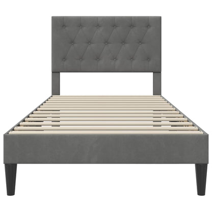 vidaXL Bed Frame with Headboard Dark Grey 90 x 190 cm Velvet