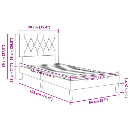 vidaXL Bed Frame with Headboard Dark Grey 90 x 190 cm Velvet
