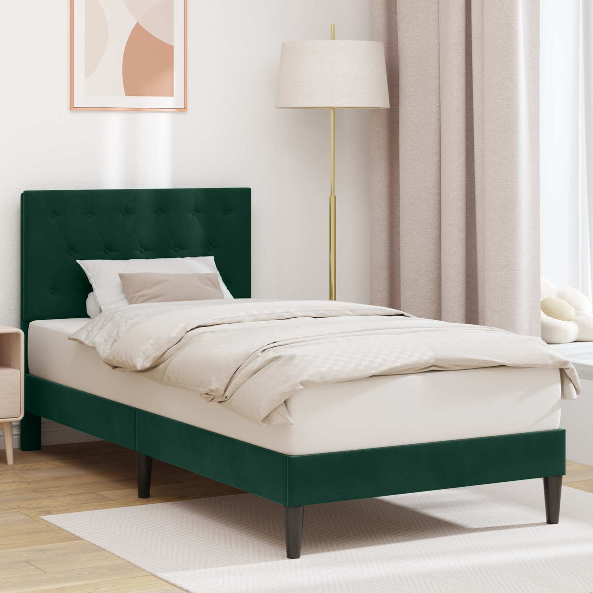 vidaXL Bed Frame with Headboard Black 90 x 190 cm Velvet
