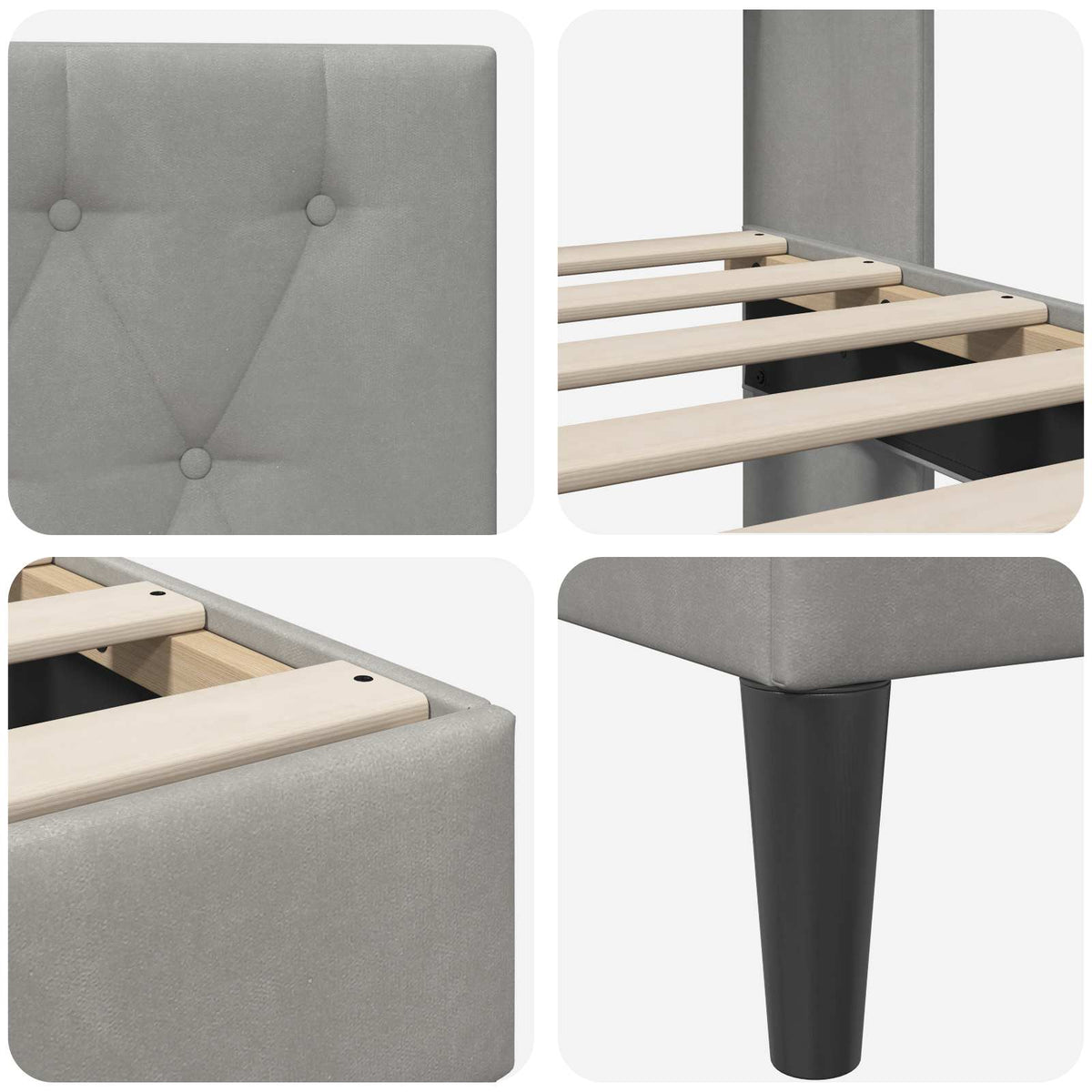 vidaXL Bed Frame with Headboard Light Grey 180 x 200 cm Velvet
