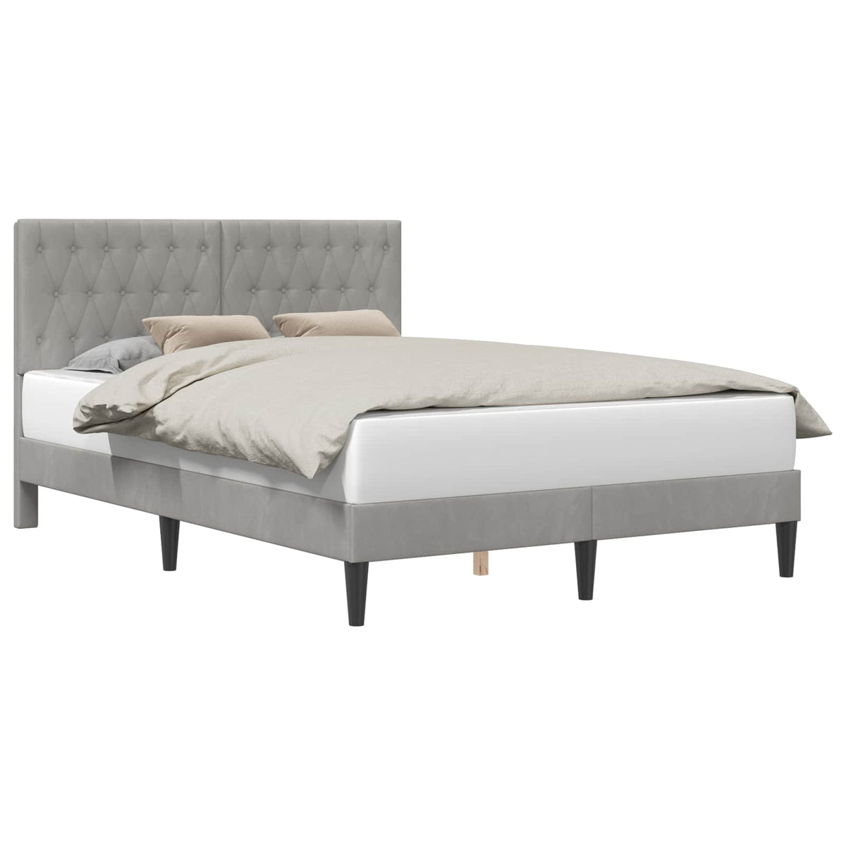 vidaXL Bed Frame with Headboard Light Grey 180 x 200 cm Velvet