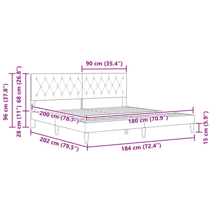 vidaXL Bed Frame with Headboard Dark Grey 180 x 200 cm Velvet