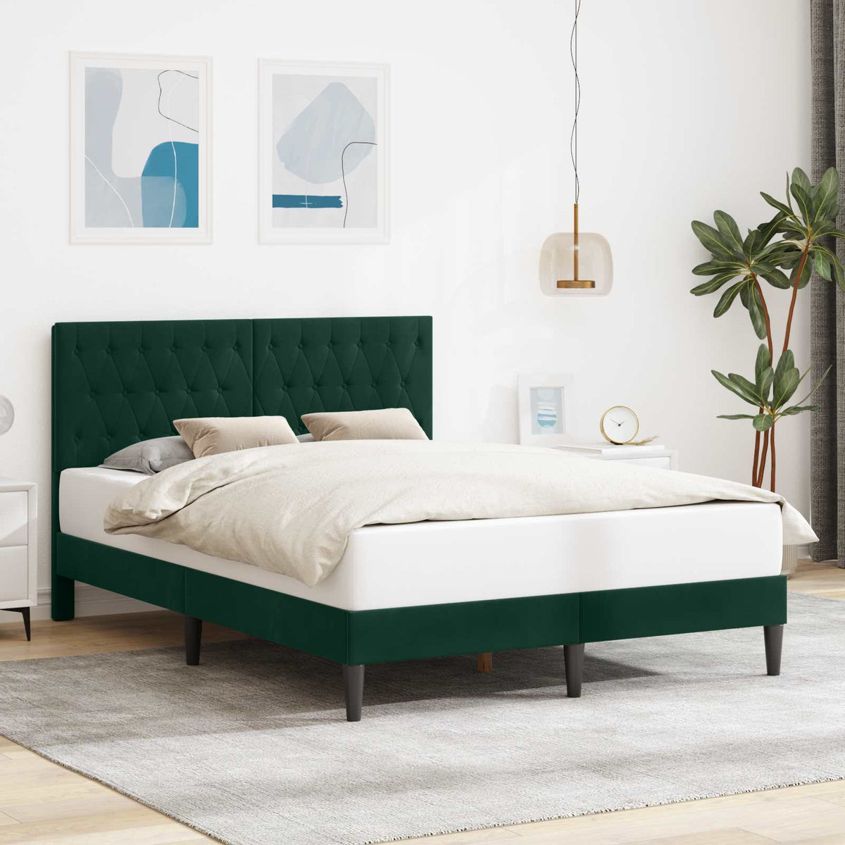 vidaXL Bed Frame with Headboard Black 180 x 200 cm Velvet