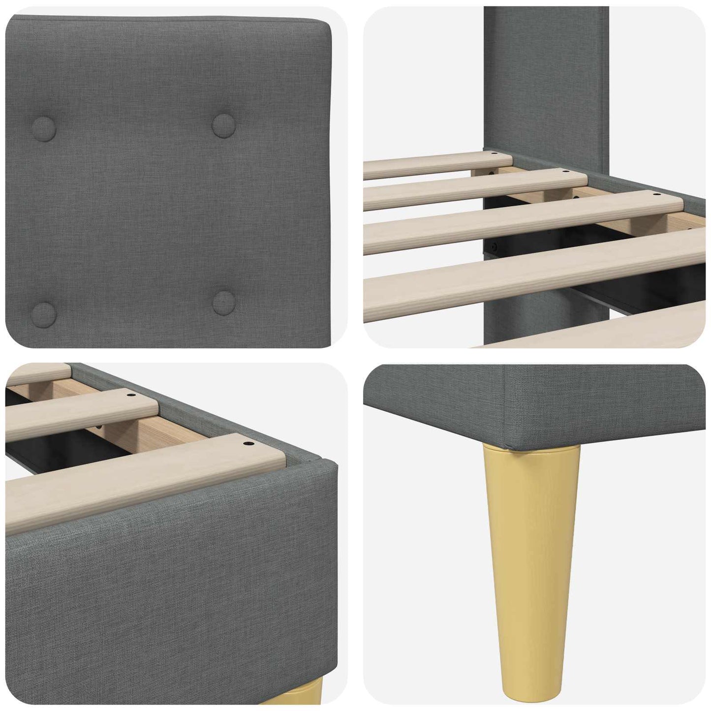 vidaXL Bed Frame with Headboard Dark Grey 90 x 190 cm Fabric