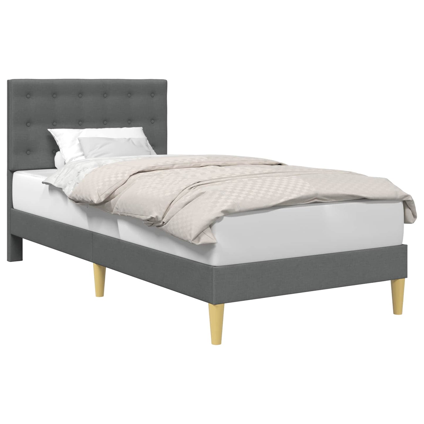 vidaXL Bed Frame with Headboard Dark Grey 90 x 190 cm Fabric