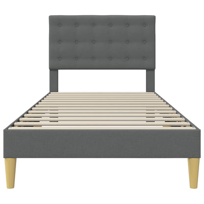 vidaXL Bed Frame with Headboard Dark Grey 90 x 190 cm Fabric