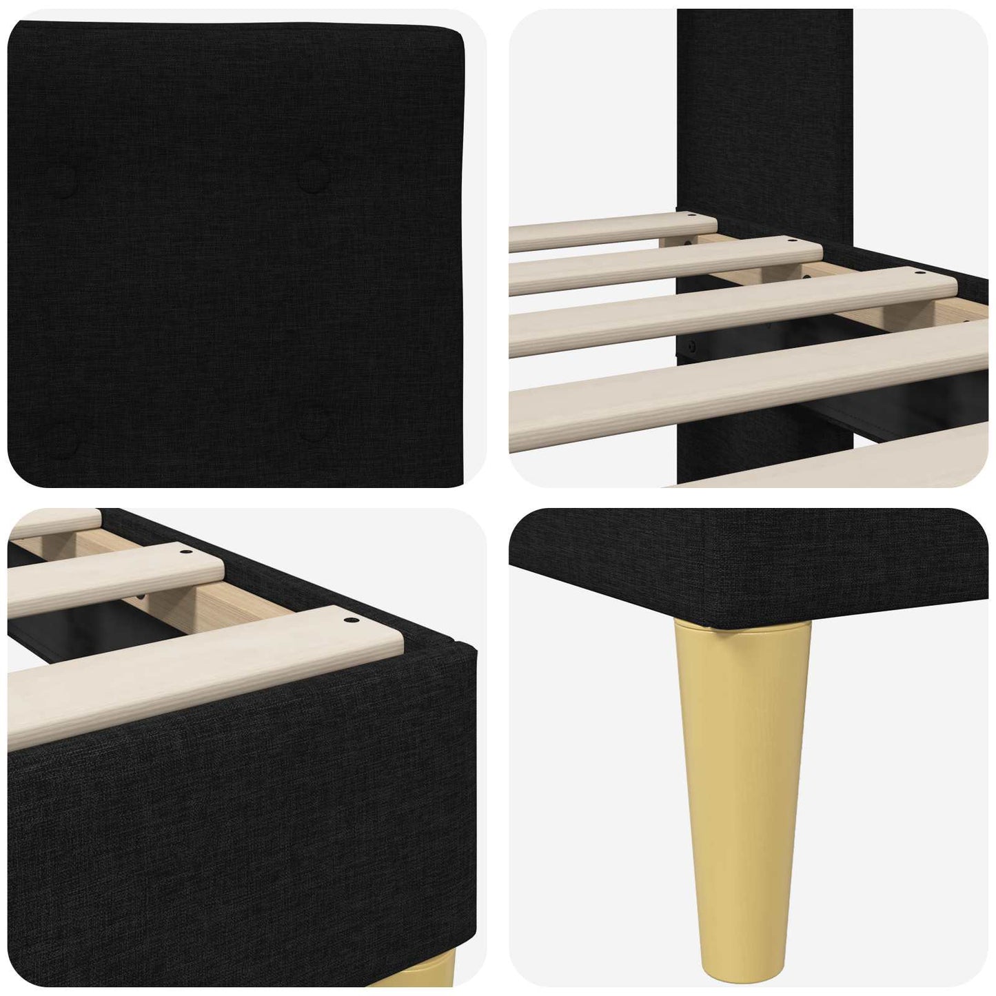 vidaXL Bed Frame with Headboard Black 90 x 190 cm Fabric