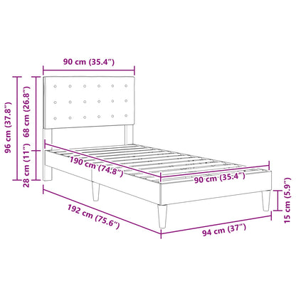 vidaXL Bed Frame with Headboard Black 90 x 190 cm Fabric