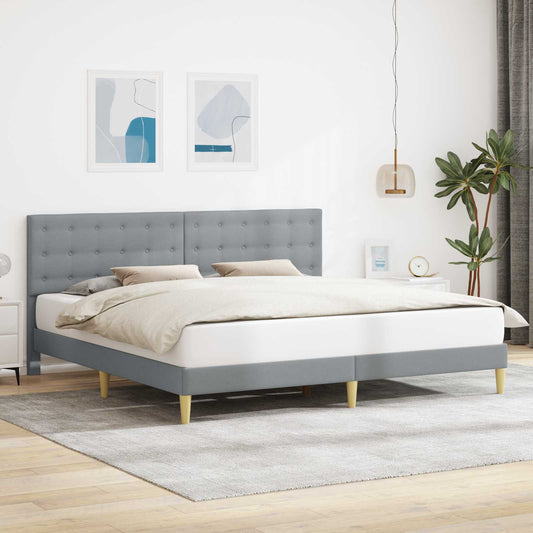 vidaXL Bed Frame with Headboard Light Grey 180 x 200 cm Fabric