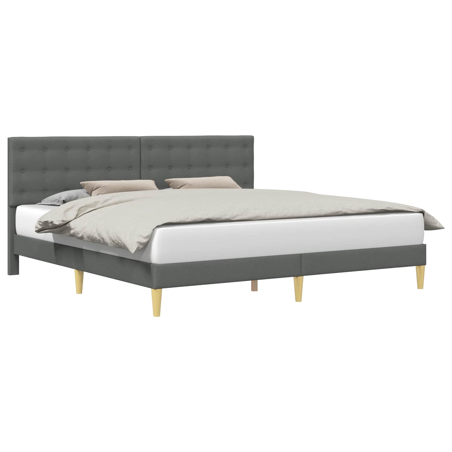 vidaXL Bed Frame with Headboard Dark Grey 180 x 200 cm Fabric
