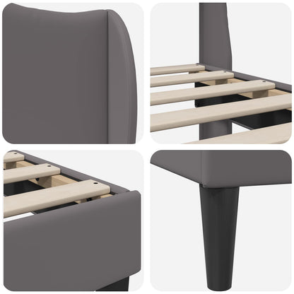 vidaXL Bed Frame with Headboard Grey 90 x 190 cm Faux Leather