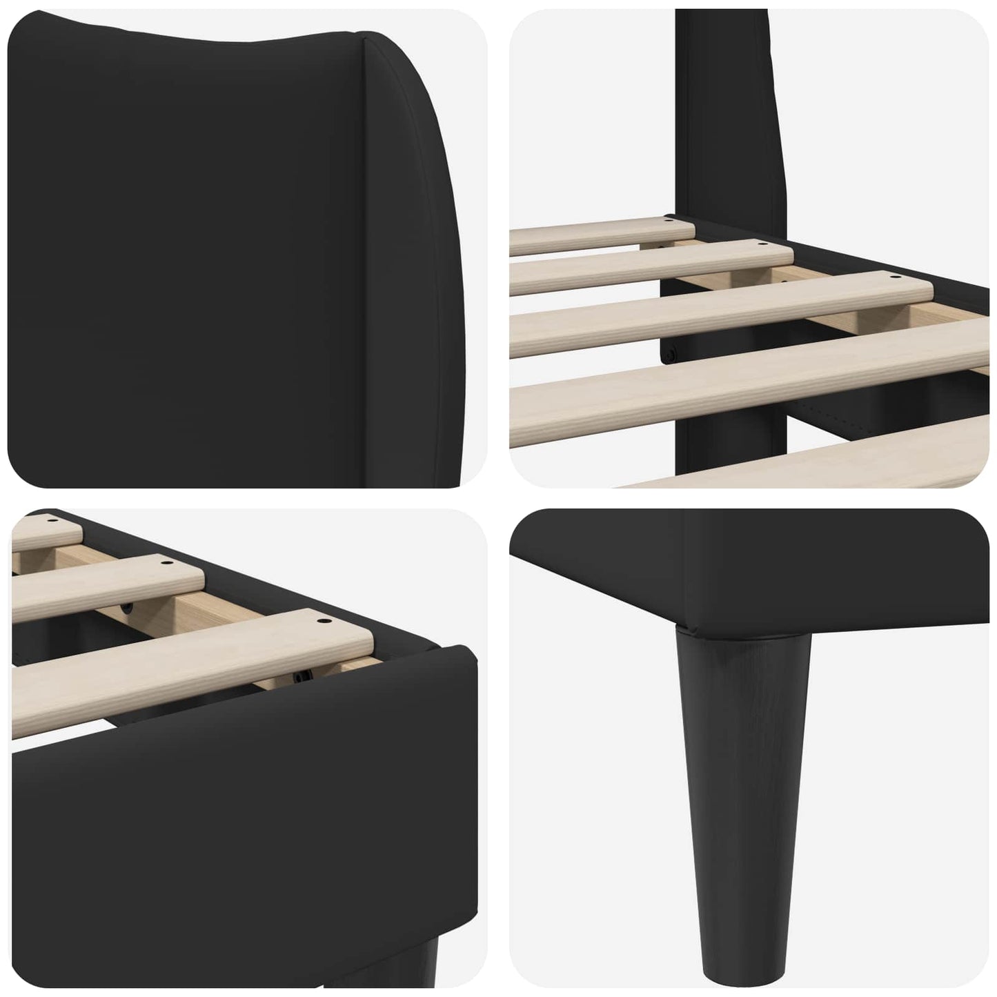 vidaXL Bed Frame with Headboard Black 90 x 190 cm Faux Leather