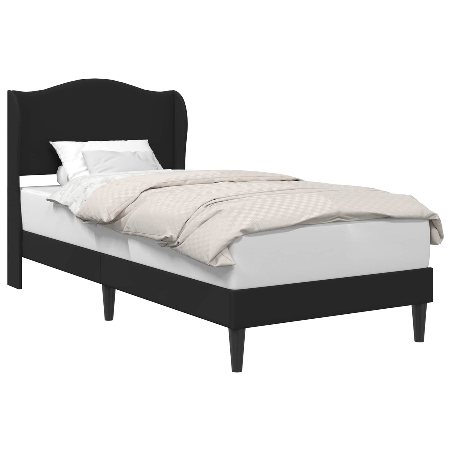 vidaXL Bed Frame with Headboard Black 90 x 190 cm Faux Leather