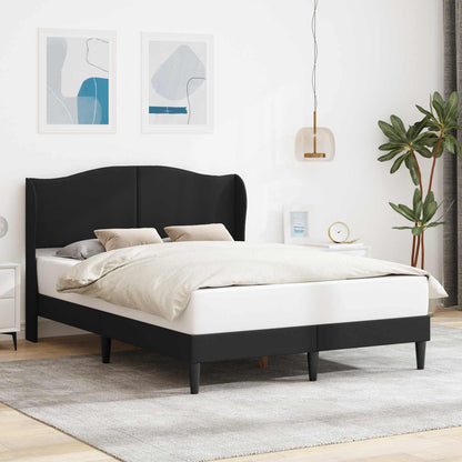 vidaXL Bed Frame with Headboard Black 135 x 190 cm Faux Leather