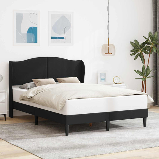 vidaXL Bed Frame with Headboard Black 135 x 190 cm Faux Leather