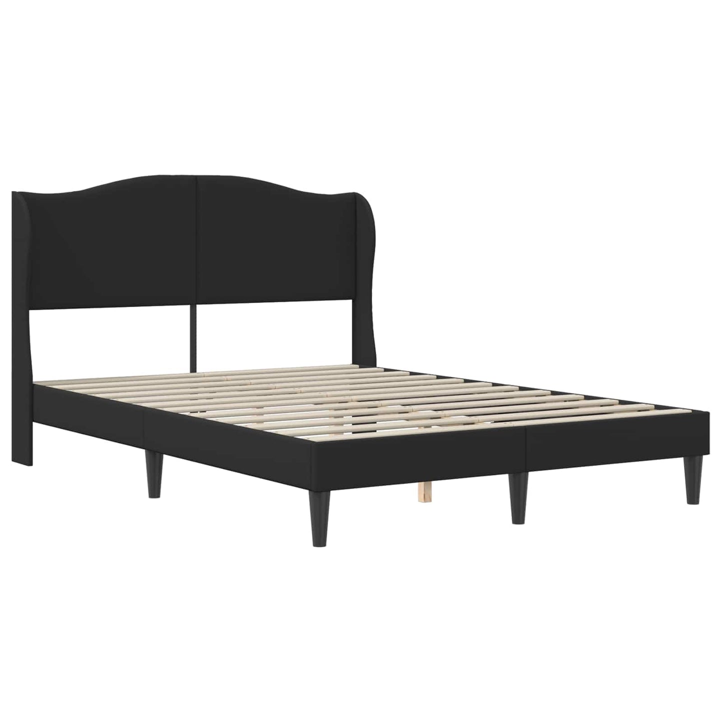 vidaXL Bed Frame with Headboard Black 135 x 190 cm Faux Leather
