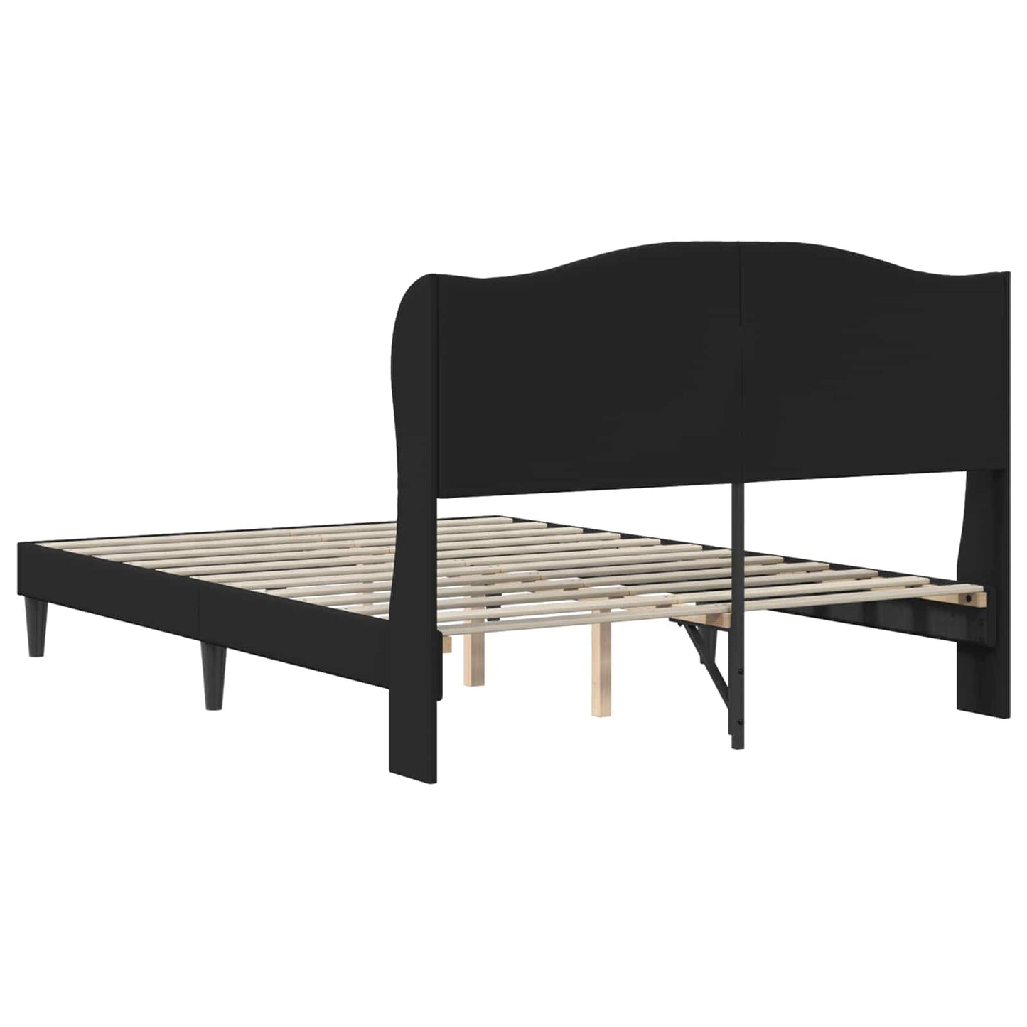vidaXL Bed Frame with Headboard Black 135 x 190 cm Faux Leather