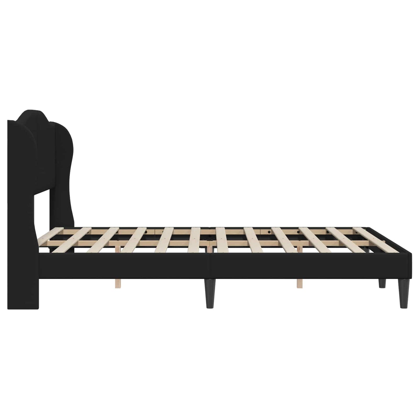 vidaXL Bed Frame with Headboard Black 135 x 190 cm Faux Leather