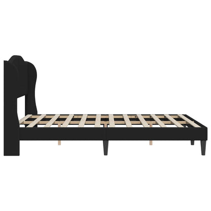 vidaXL Bed Frame with Headboard Black 135 x 190 cm Faux Leather