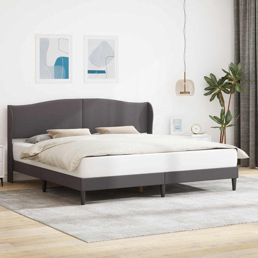 vidaXL Bed Frame with Headboard Grey 180 x 200 cm Faux Leather