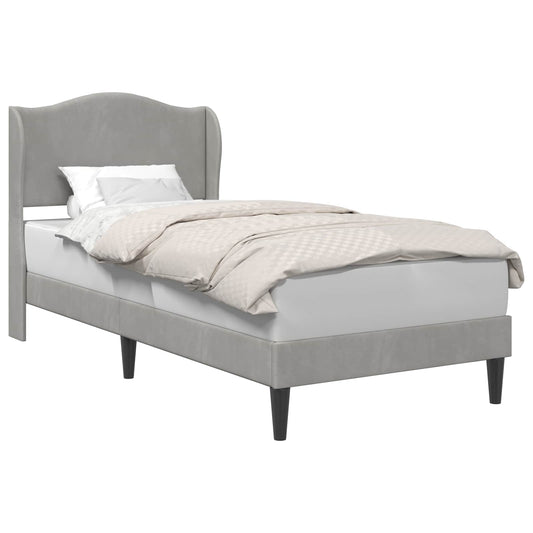 vidaXL Bed Frame with Headboard Light Grey 90 x 190 cm Velvet