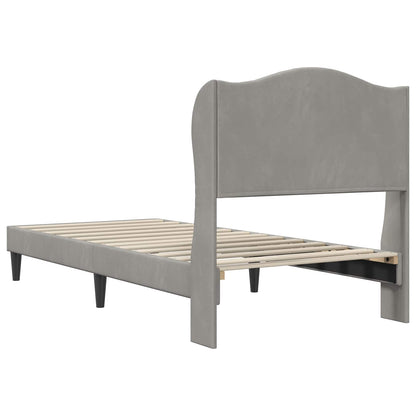 vidaXL Bed Frame with Headboard Light Grey 90 x 190 cm Velvet
