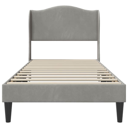 vidaXL Bed Frame with Headboard Light Grey 90 x 190 cm Velvet