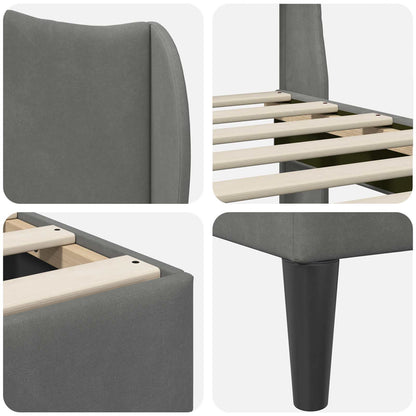 vidaXL Bed Frame with Headboard Dark Grey 90 x 190 cm Velvet