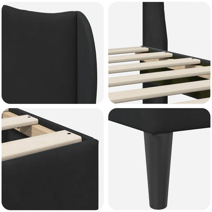 vidaXL Bed Frame with Headboard Black 90 x 190 cm Velvet